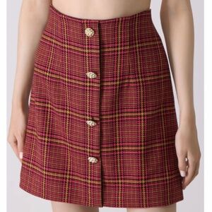 Red Plaid Mini Skirt in Small